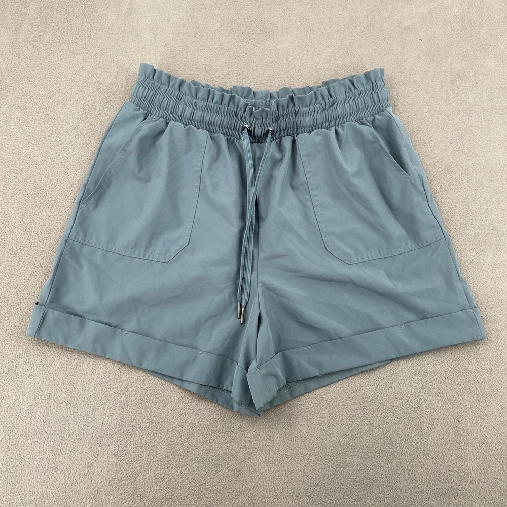 Danskin Womens Blue Gray Paperbag Waist Active Shorts Size M 9606